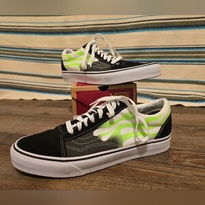 Vans Black and Neon Green Sneakers